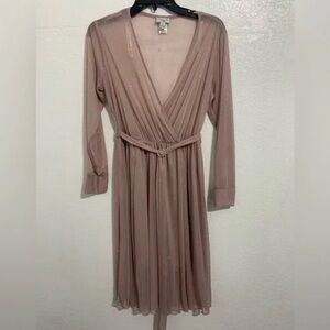 Neutral Blush Wrap Dress with Belt
